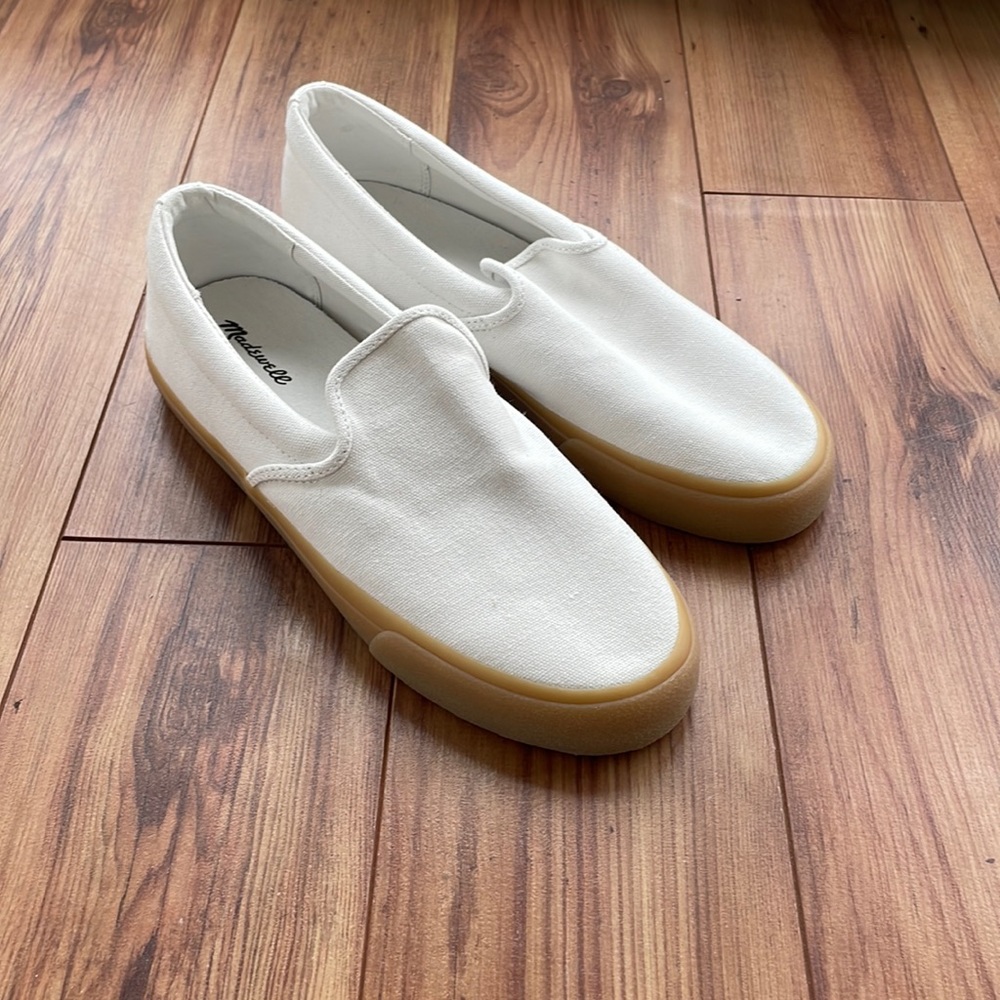Madewell White Canvas Slip-On Sneakers with Gum Sole